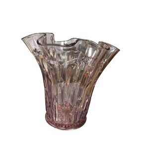 Indiana Glass Pink Pressed fluted Swung Vtg Style 9" tall Vase SKU 9647